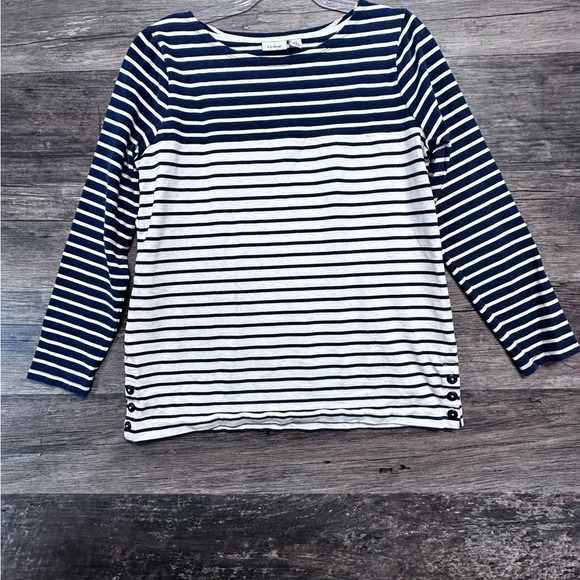 L.L. Bean Navy and White Striped Top - Picture 1 of 10